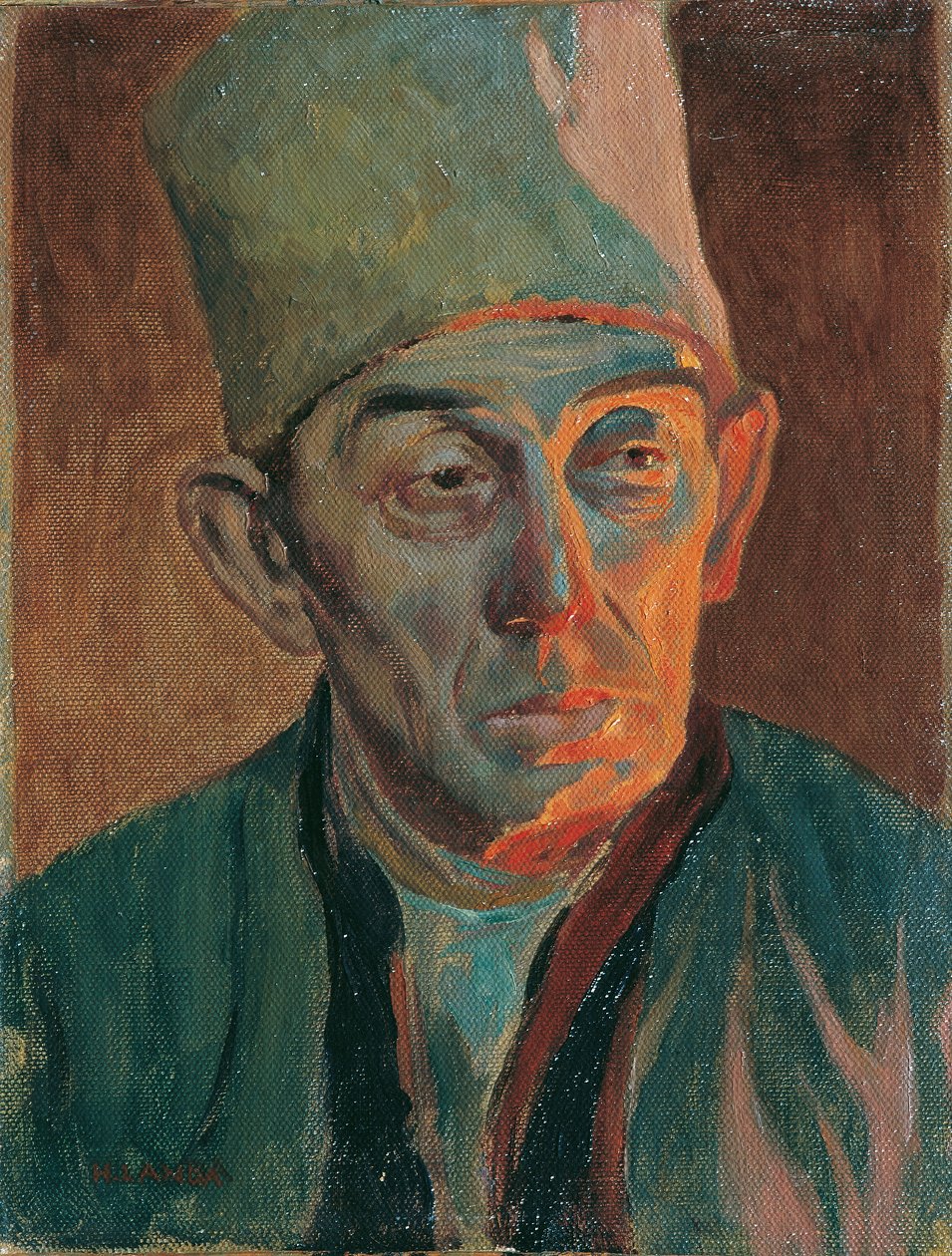férfi prémes sapkával alkotó: Hubert Landa