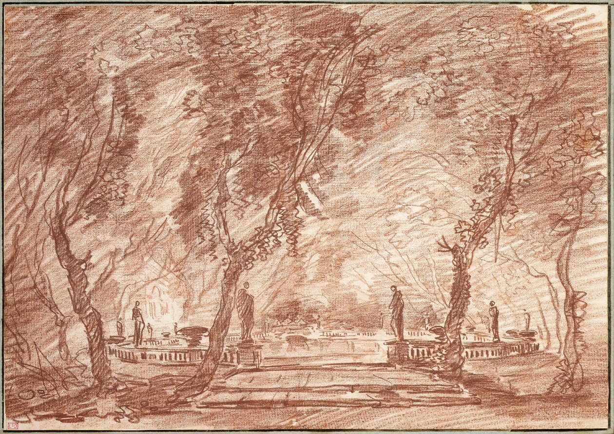 Szökőkút a parkban alkotó: Hubert Robert