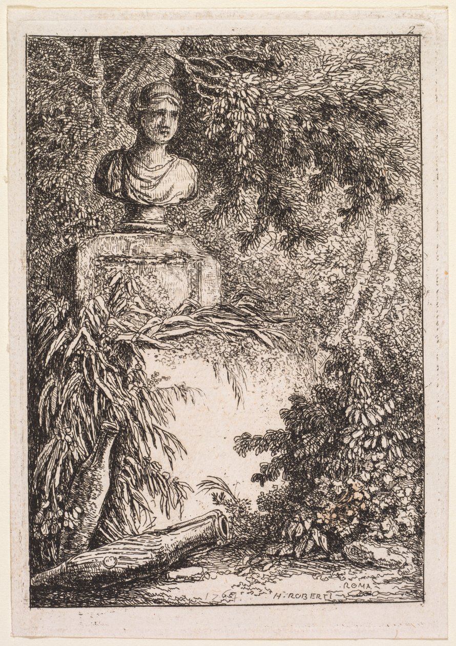 Római esték: A mellszobor, 1764. alkotó: Hubert Robert