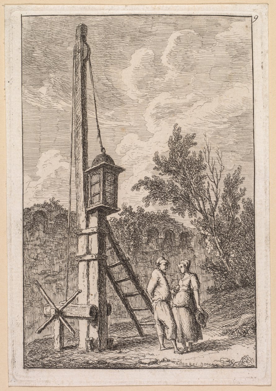 Római esték: Posta, 1763-1764. alkotó: Hubert Robert