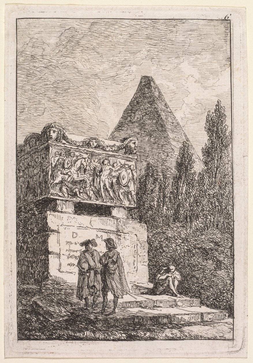 Római esték: A szarkofág, 1763-1764. alkotó: Hubert Robert