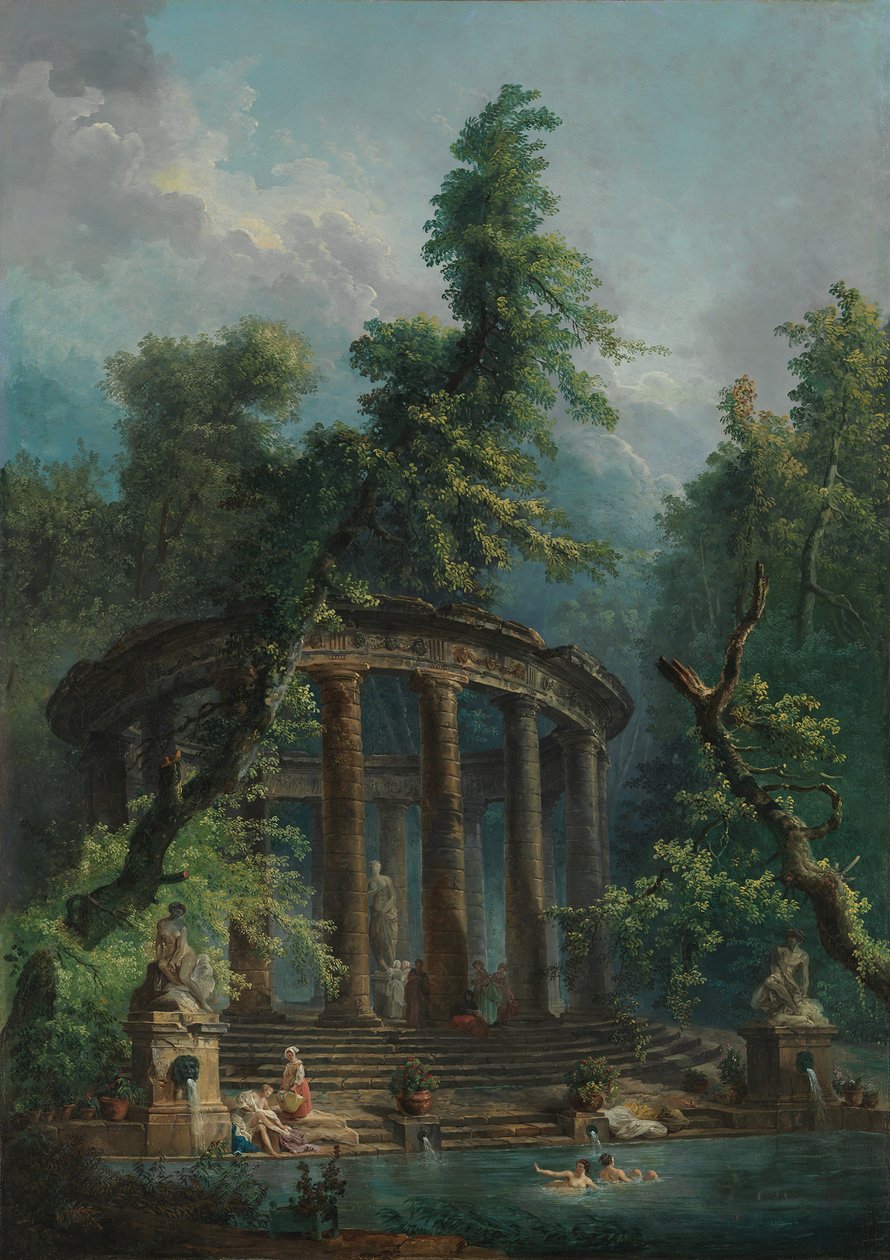 A fürdőmedence. alkotó: Hubert Robert