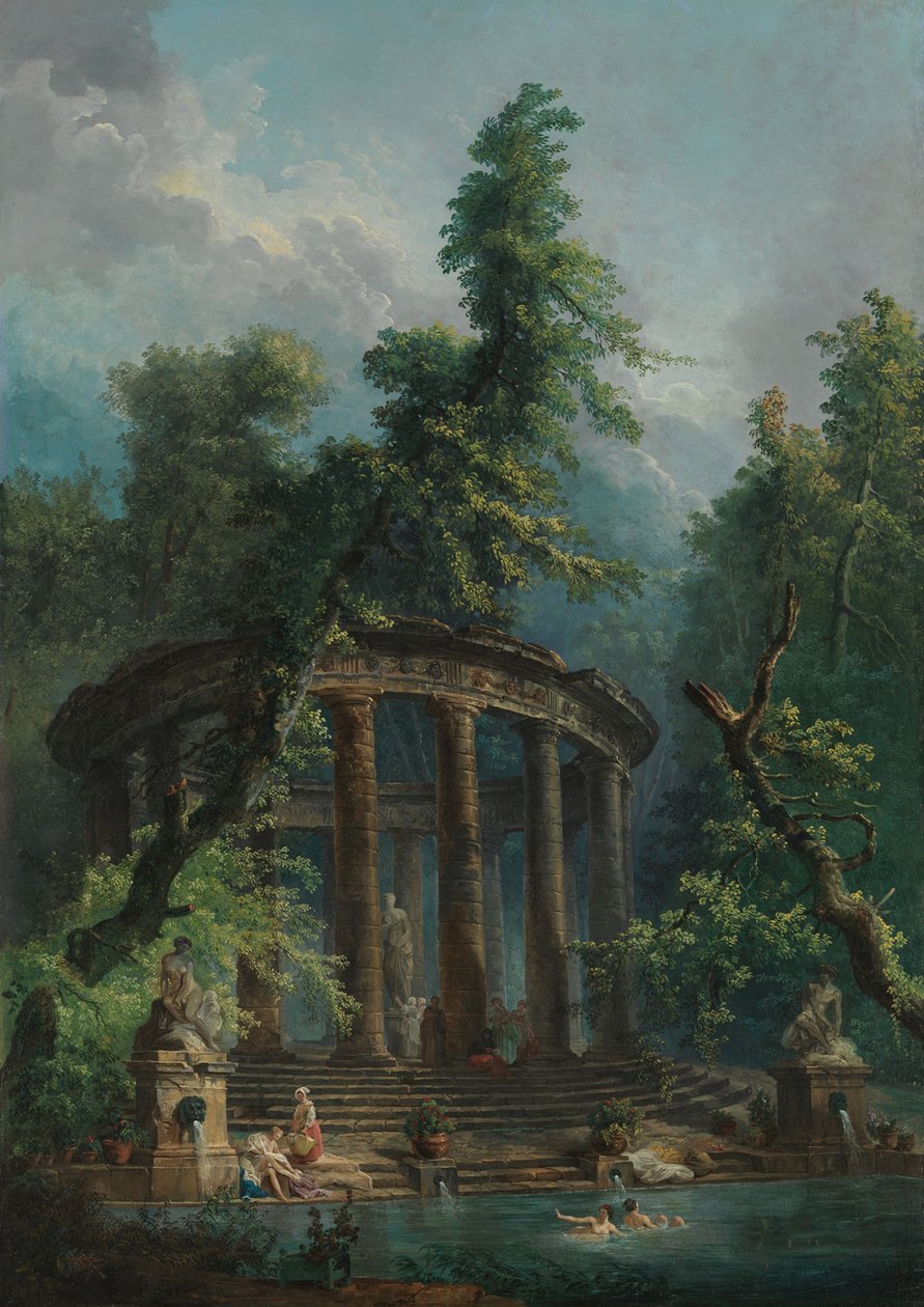 The Bathing Pool, 1780 körül (olaj, vászon) alkotó: Hubert Robert