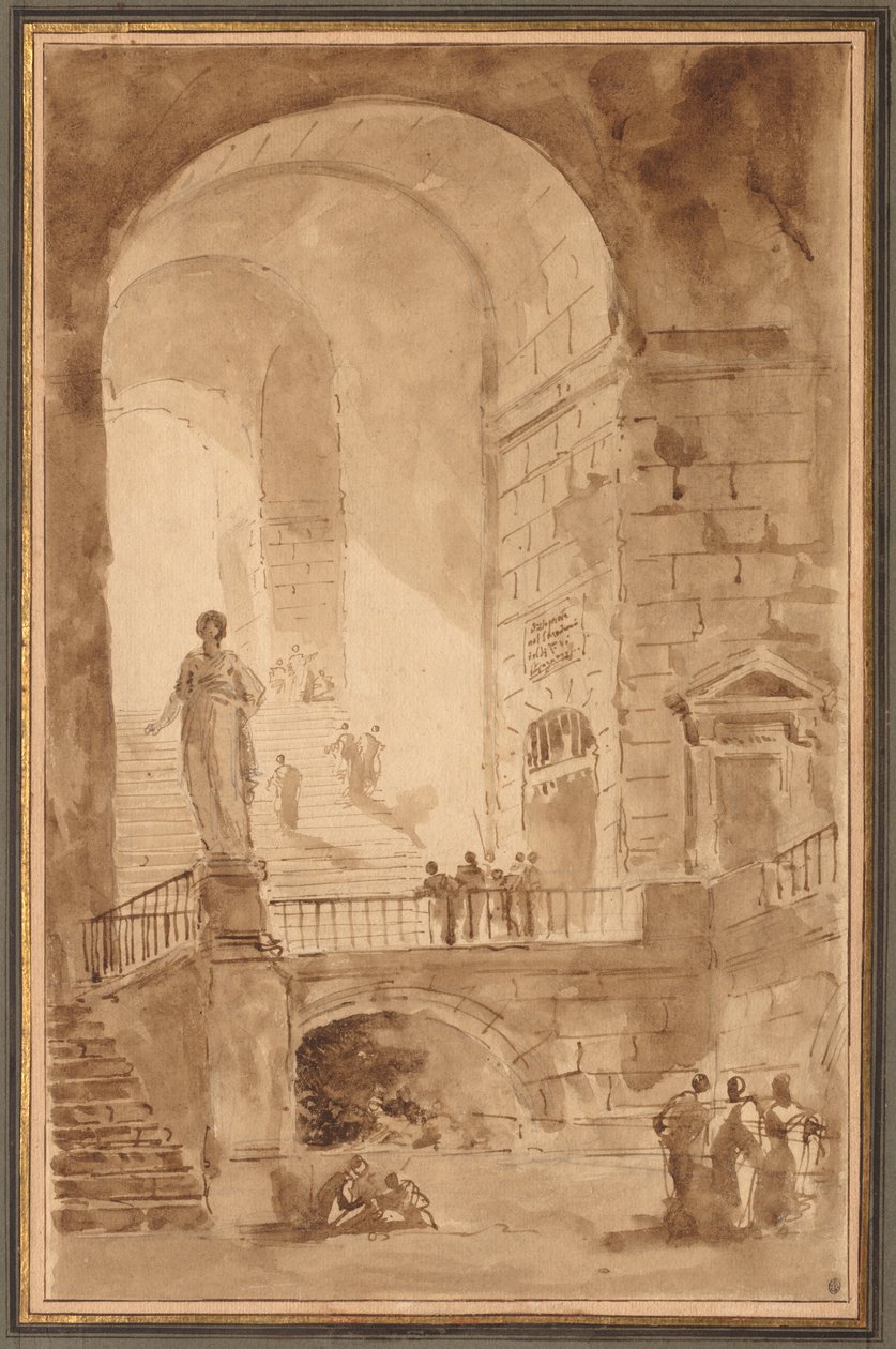 Boltíves lépcsőház, c. 1770-1779. alkotó: Hubert Robert