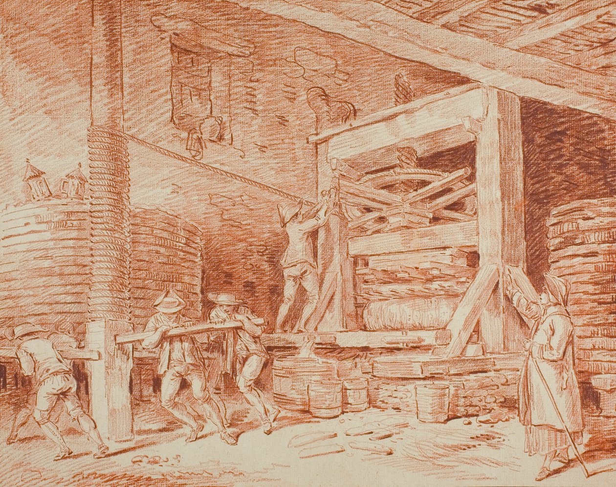 Szőlőprés alkotó: Hubert Robert