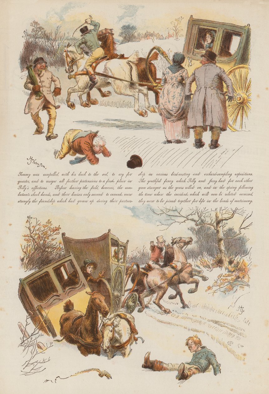 Két Jolly Postboys szerelmei és féltékenységei (chromolitho) alkotó: Hugh Thomson