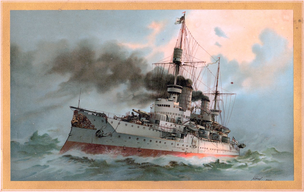 S.M. A vonal hajója Kaiser Friedrich III alkotó: Hugo Graf