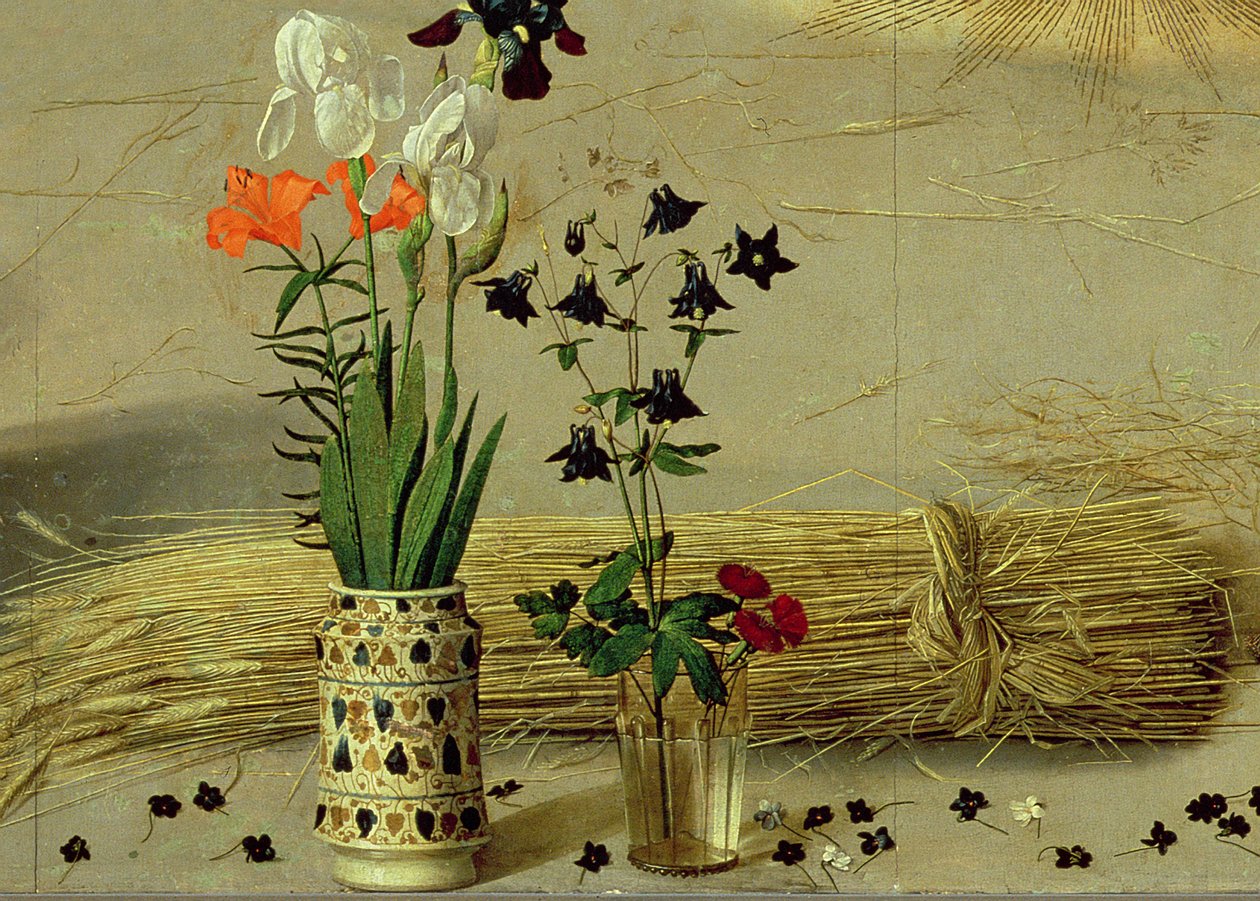 Virágrészlet, a Portinari oltárkép központi paneljéről, 1479 körül (9619 részlet) alkotó: Hugo van der Goes