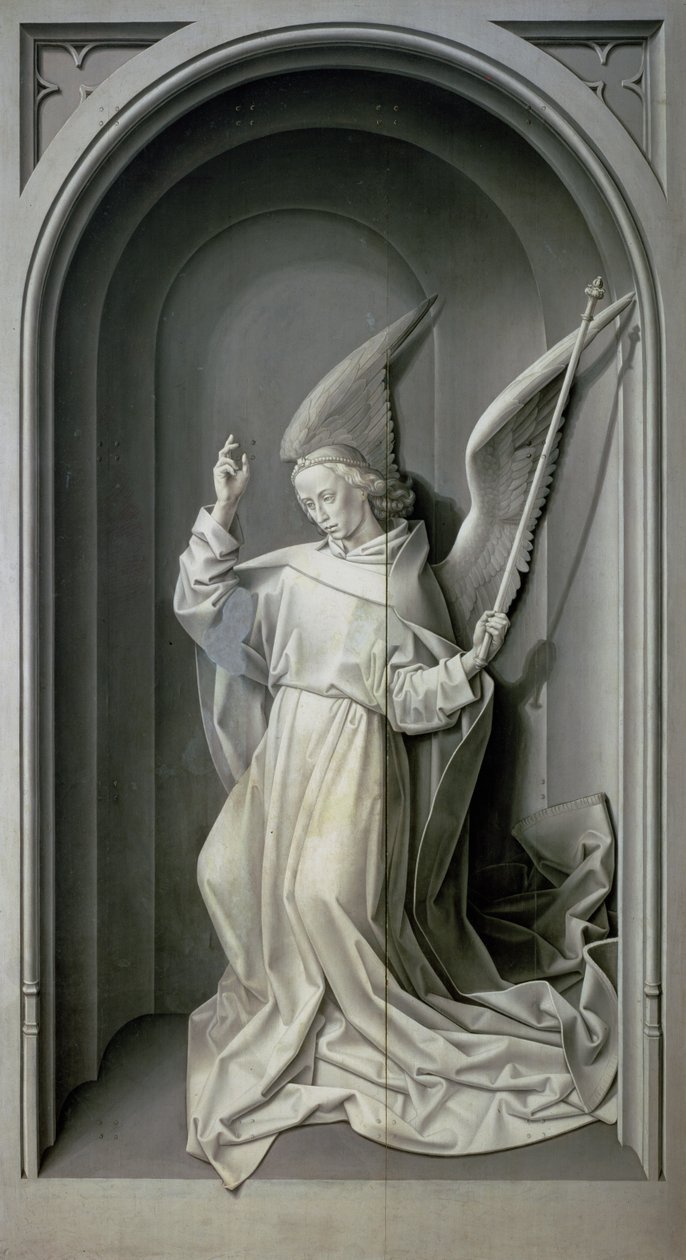 Az Angyali üdvözlet angyala, a Portinari Triptichonból, 1479 körül alkotó: Hugo van der Goes