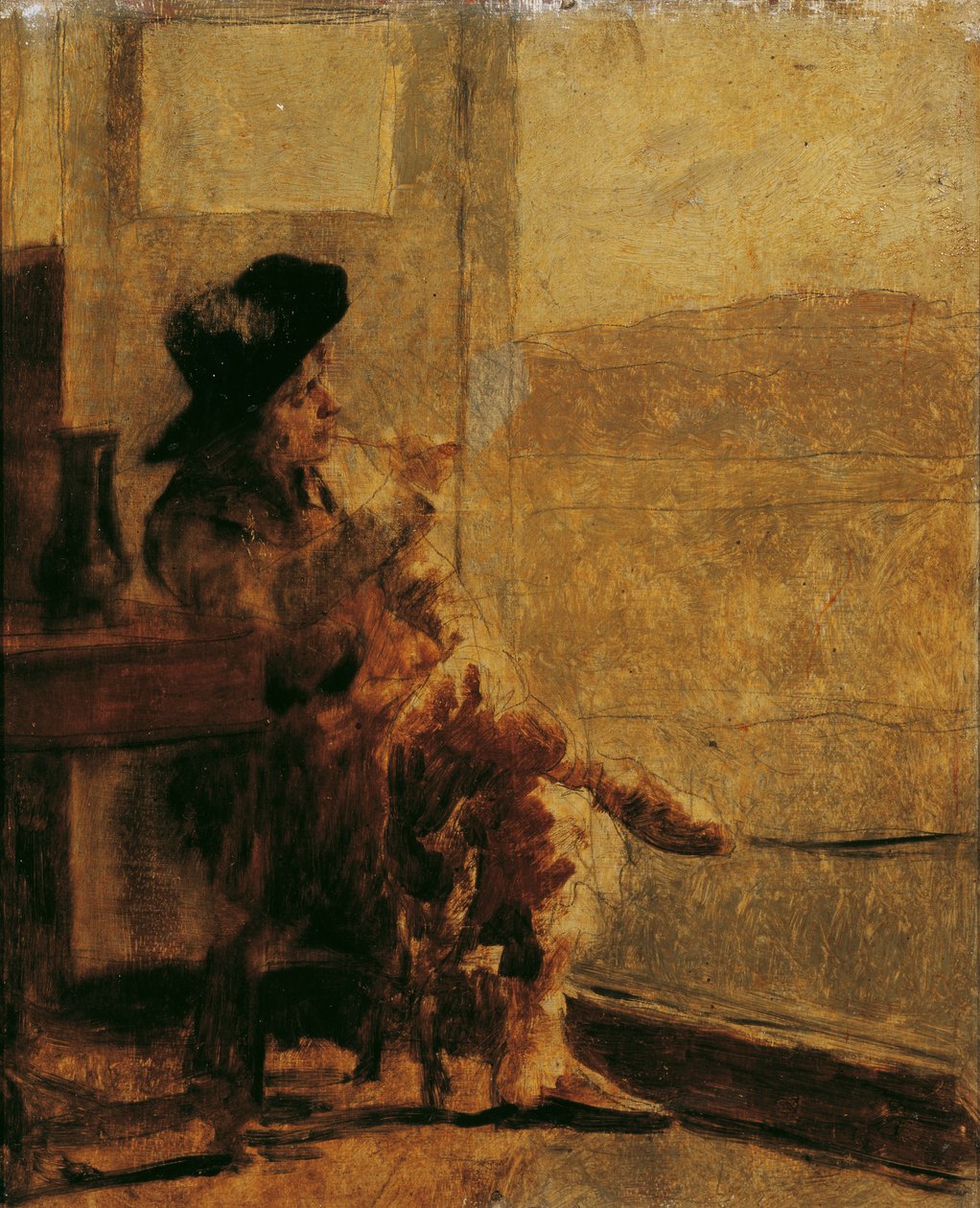 Ülő dohányos alkotó: Hugo Charlemont