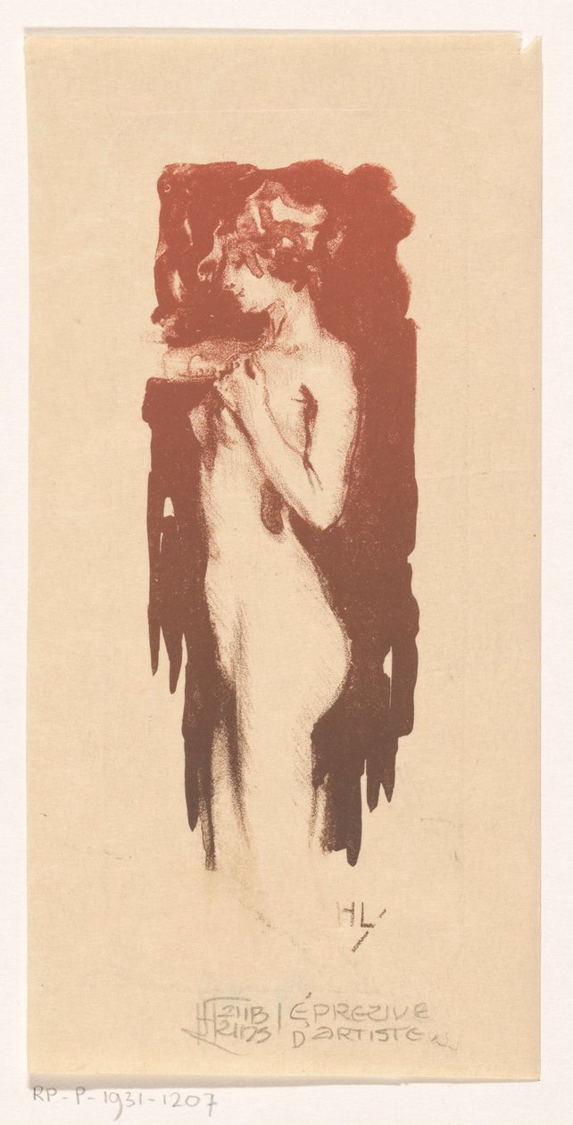 meztelen nő állva alkotó: Huib Luns (signed by artist)