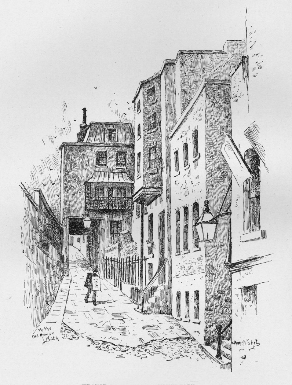 A római fürdő bejárata, 1890 alkotó: Hume Nisbet