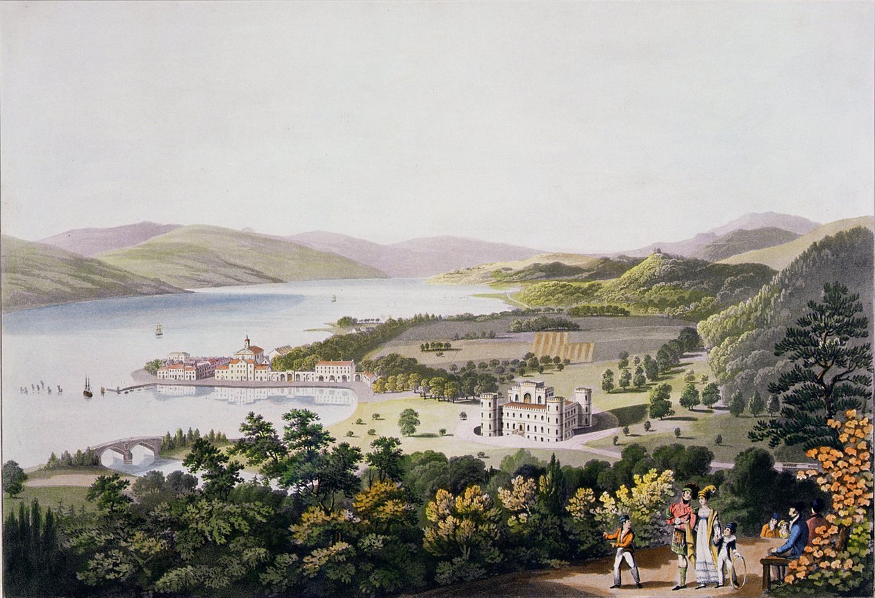 Inverary városa, kocsma. Smith és Elder, 1824 (akvatinta) alkotó: I Clark