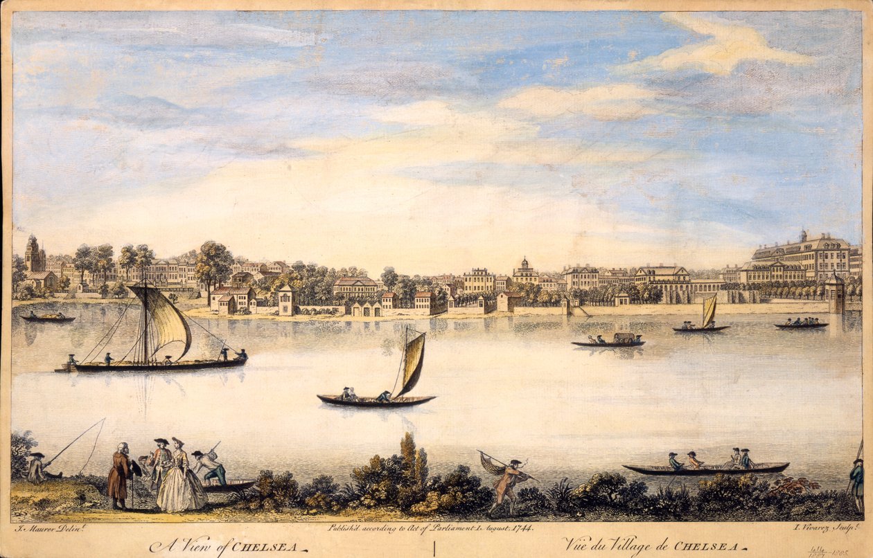 Egy kilátás Chelsea-ről, I. Vivarez metszet, 1744 körül alkotó: I. Maurer