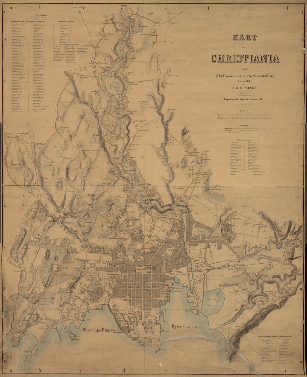 Christiania térképe alkotó: I.W.G. Næser