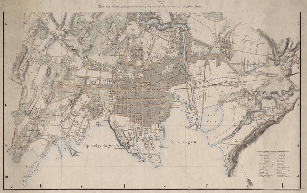 A térkép 1861 -ben jelent meg, és Christianiát mutatja alkotó: I.W.G. Næser