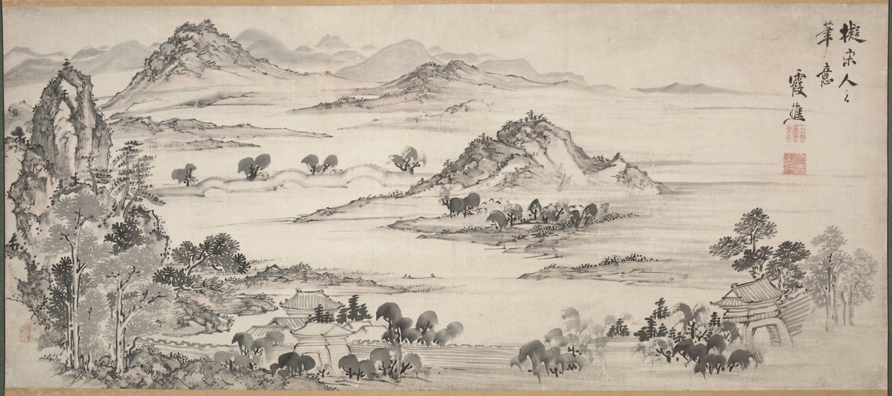 Kilátás a Nyugati-tóra, 1700-as évek. alkotó: Ike Taiga