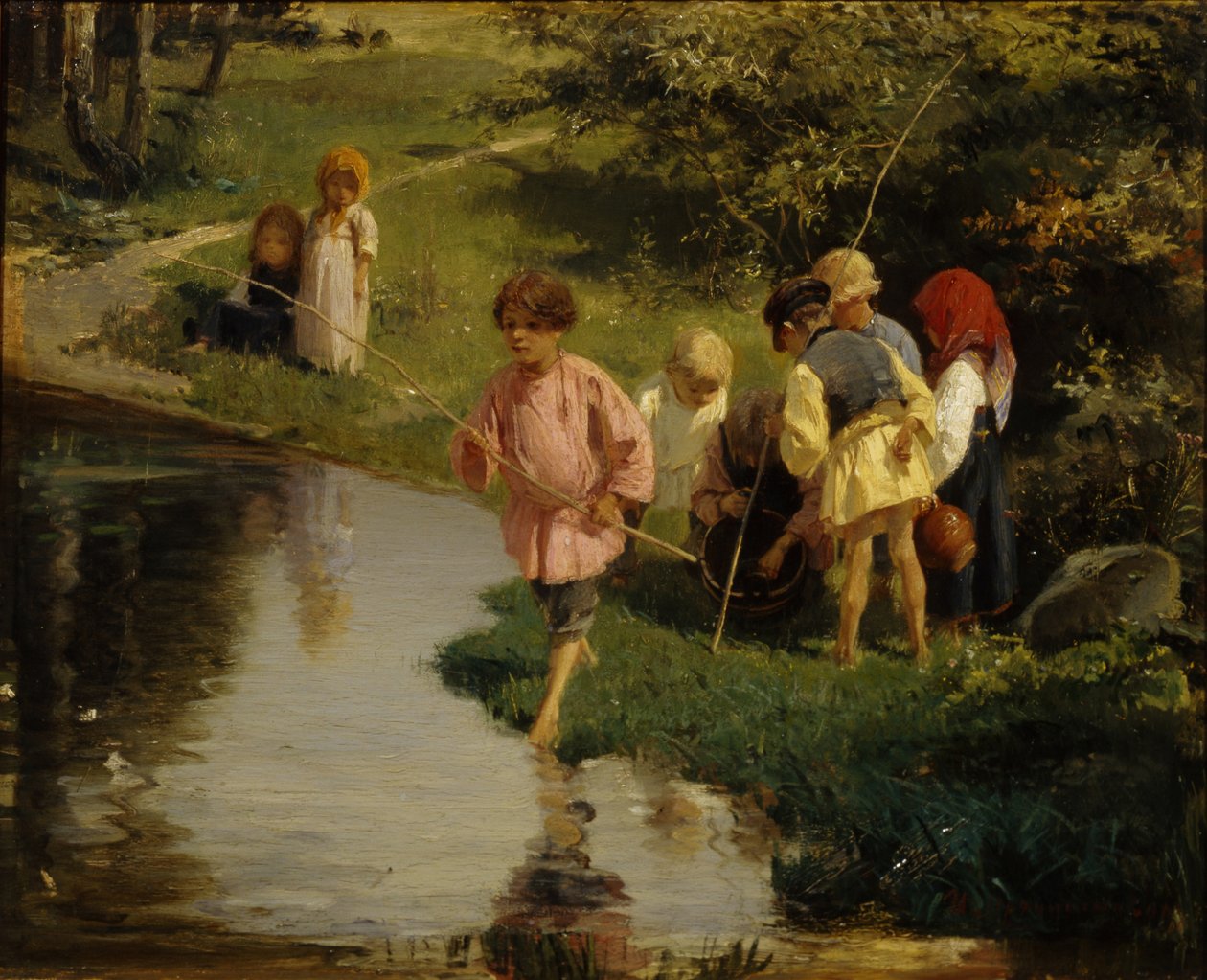 Gyermekhalászat, 1882 alkotó: Illarion Mikhailovich Pryanishnikov