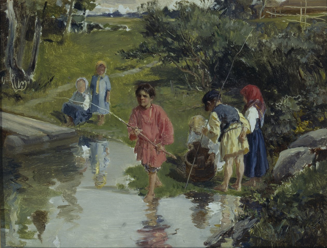 Gyermekhalászat, 1882 alkotó: Illarion Mikhailovich Pryanishnikov