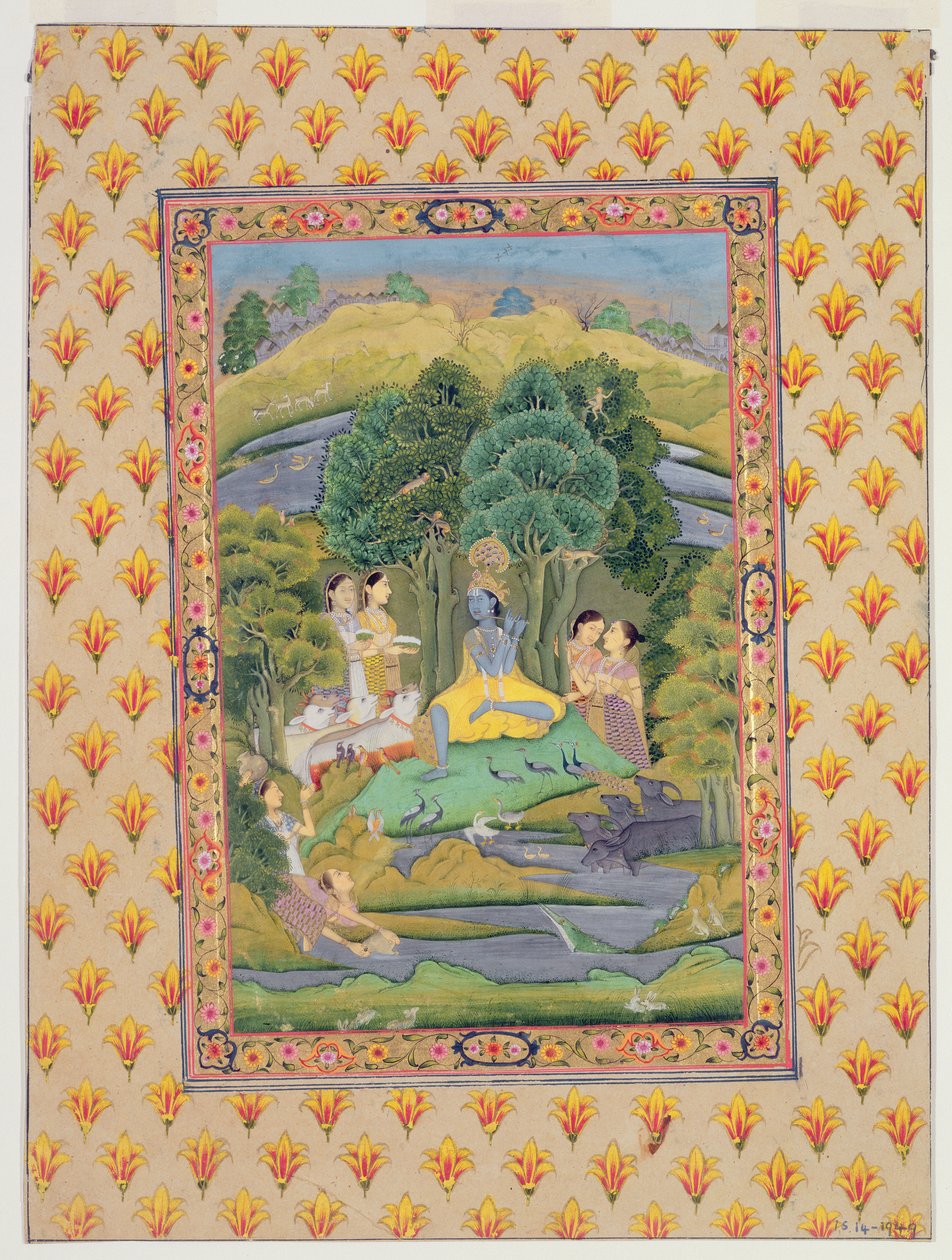 Krisna és a gópik alkotó: Indian School