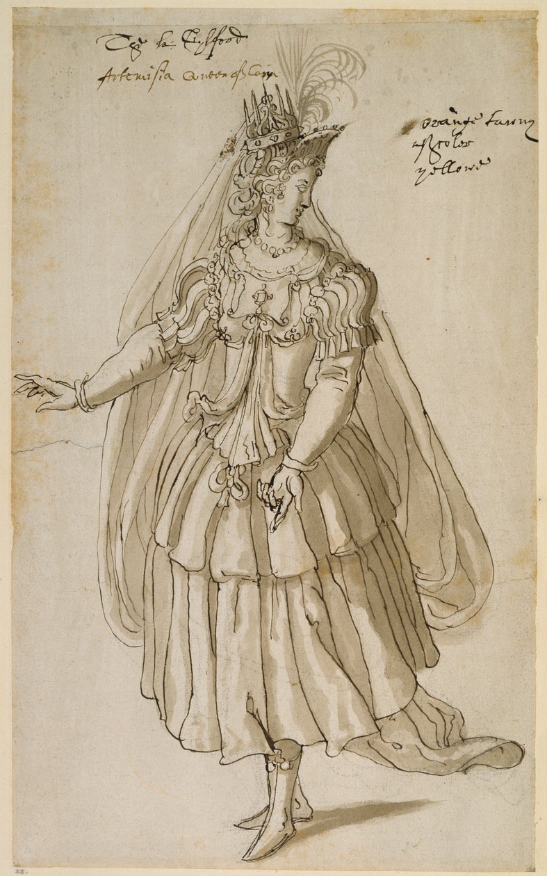 Artemisia királynő, 1609 körül (toll és tinta papíron) alkotó: Inigo Jones