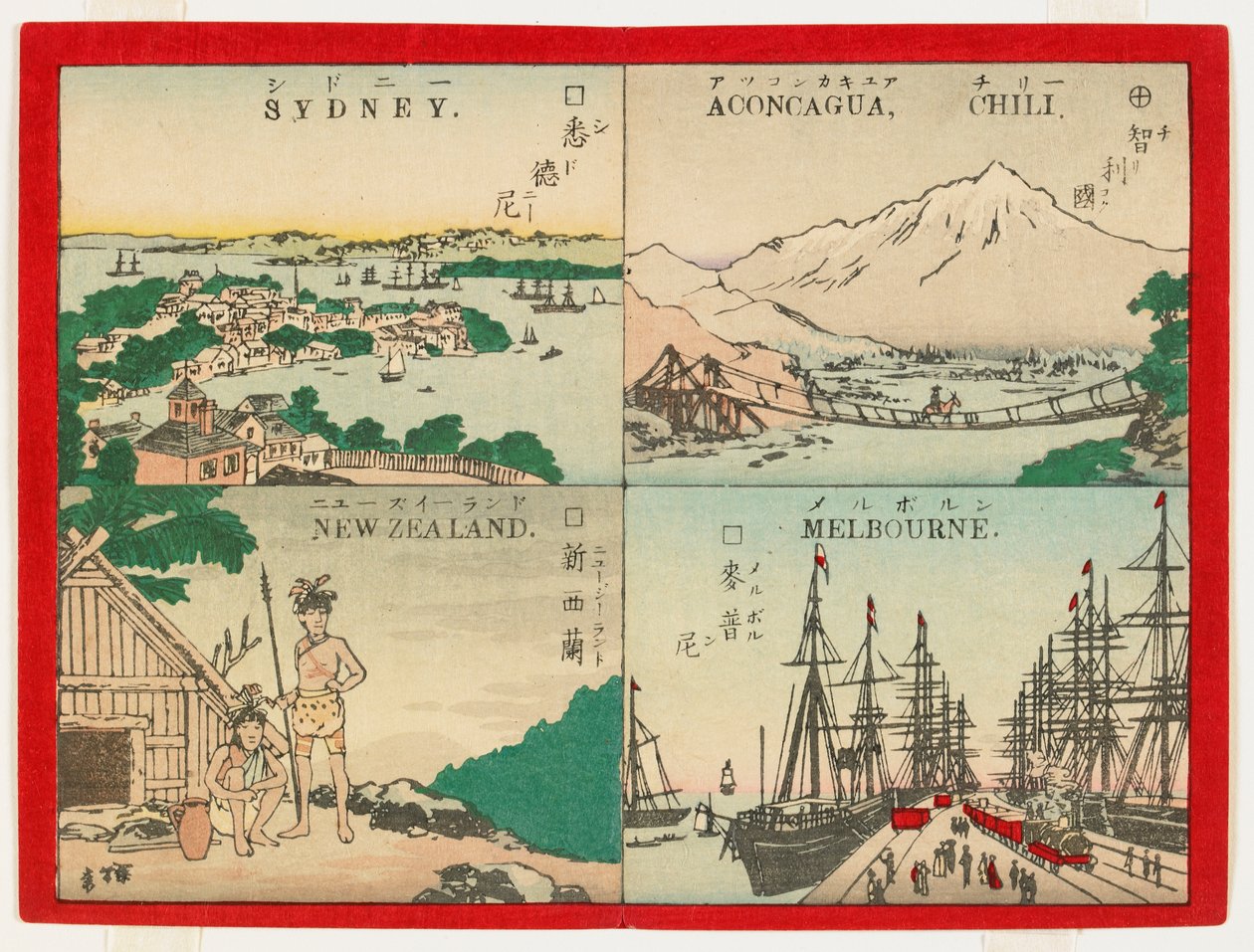Híres helyek a világon – Ausztrália, 1887 (színes fatömbnyomat) alkotó: Inoue Yasuji