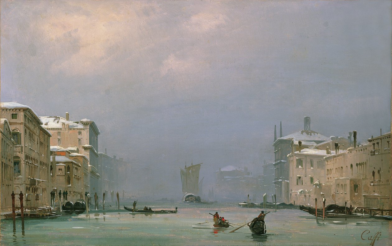 Canal Grande hóval és jéggel, 1849 alkotó: Ippolito Caffi