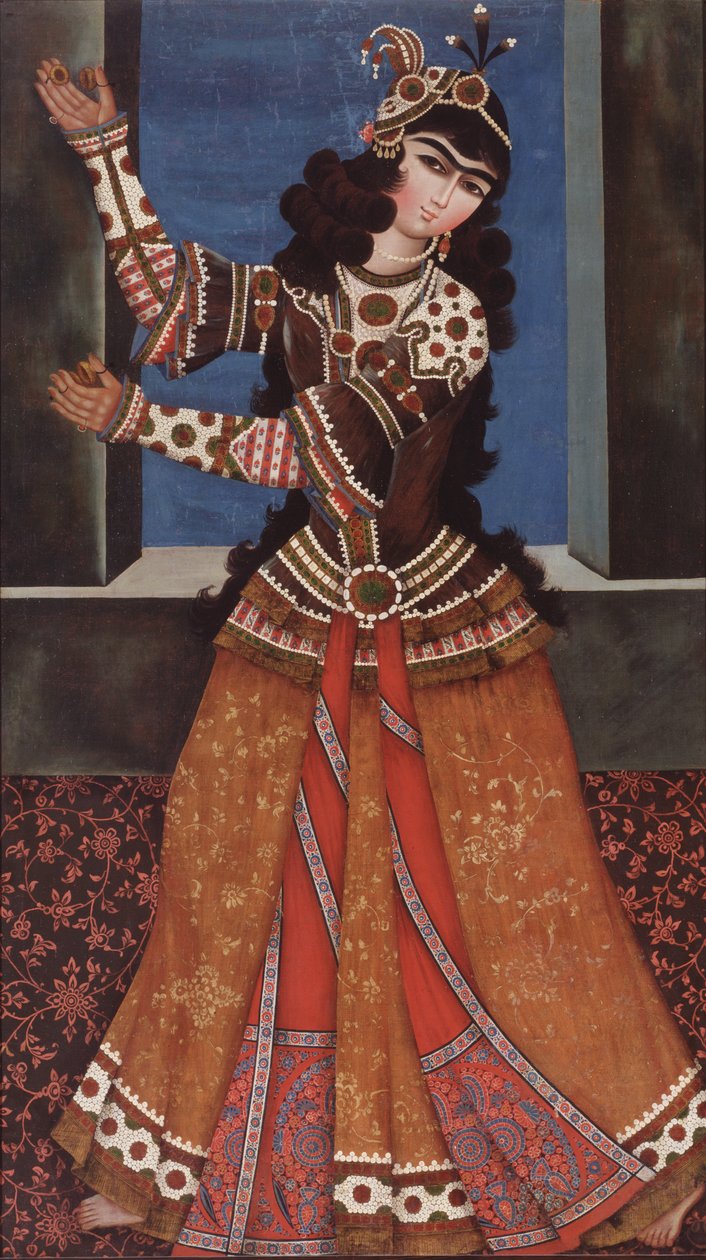 Táncoló lány kasztanyettákkal, 19. század eleje. alkotó: Iranian Master