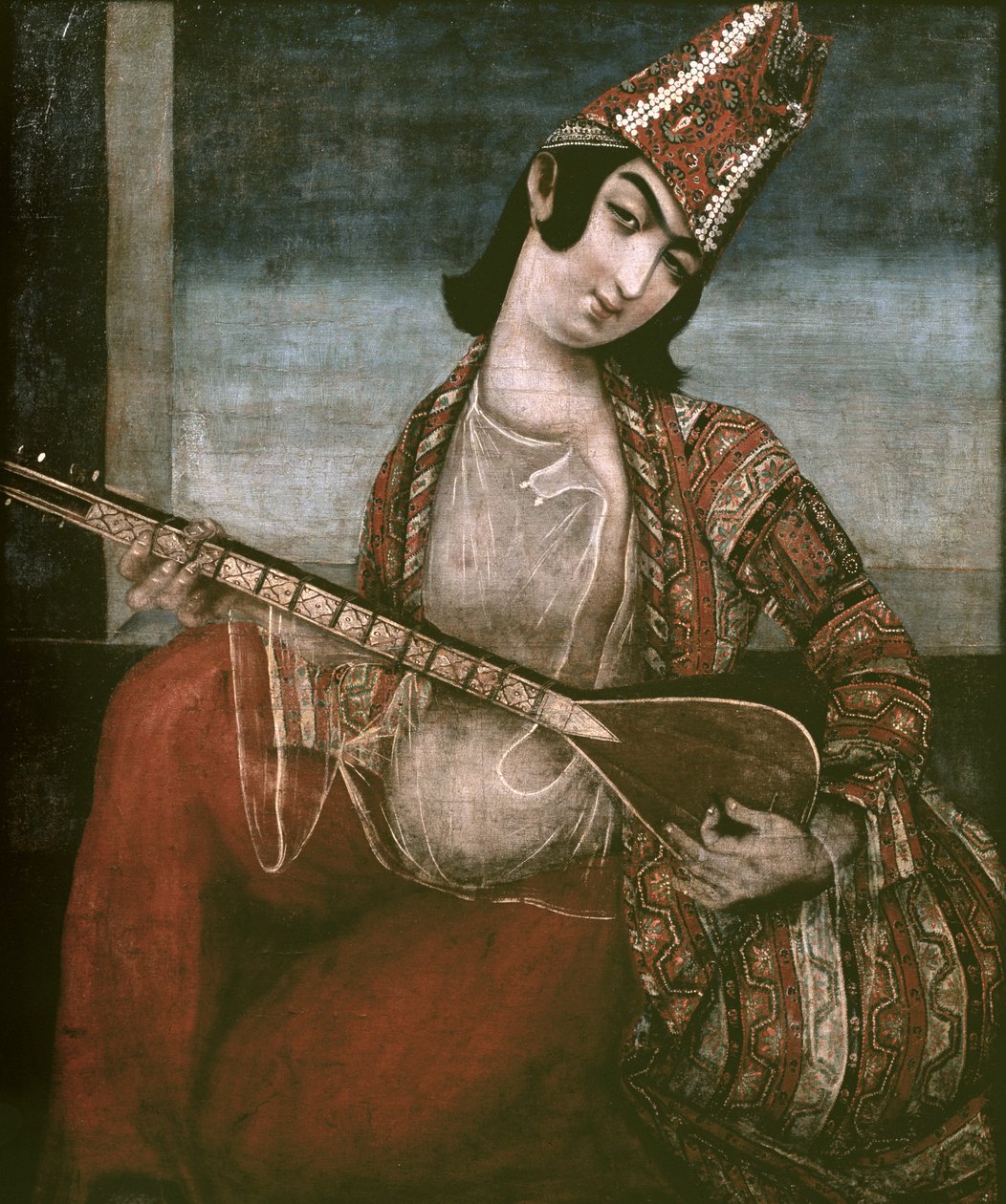 Fiatal nő gitározik alkotó: Iranian School