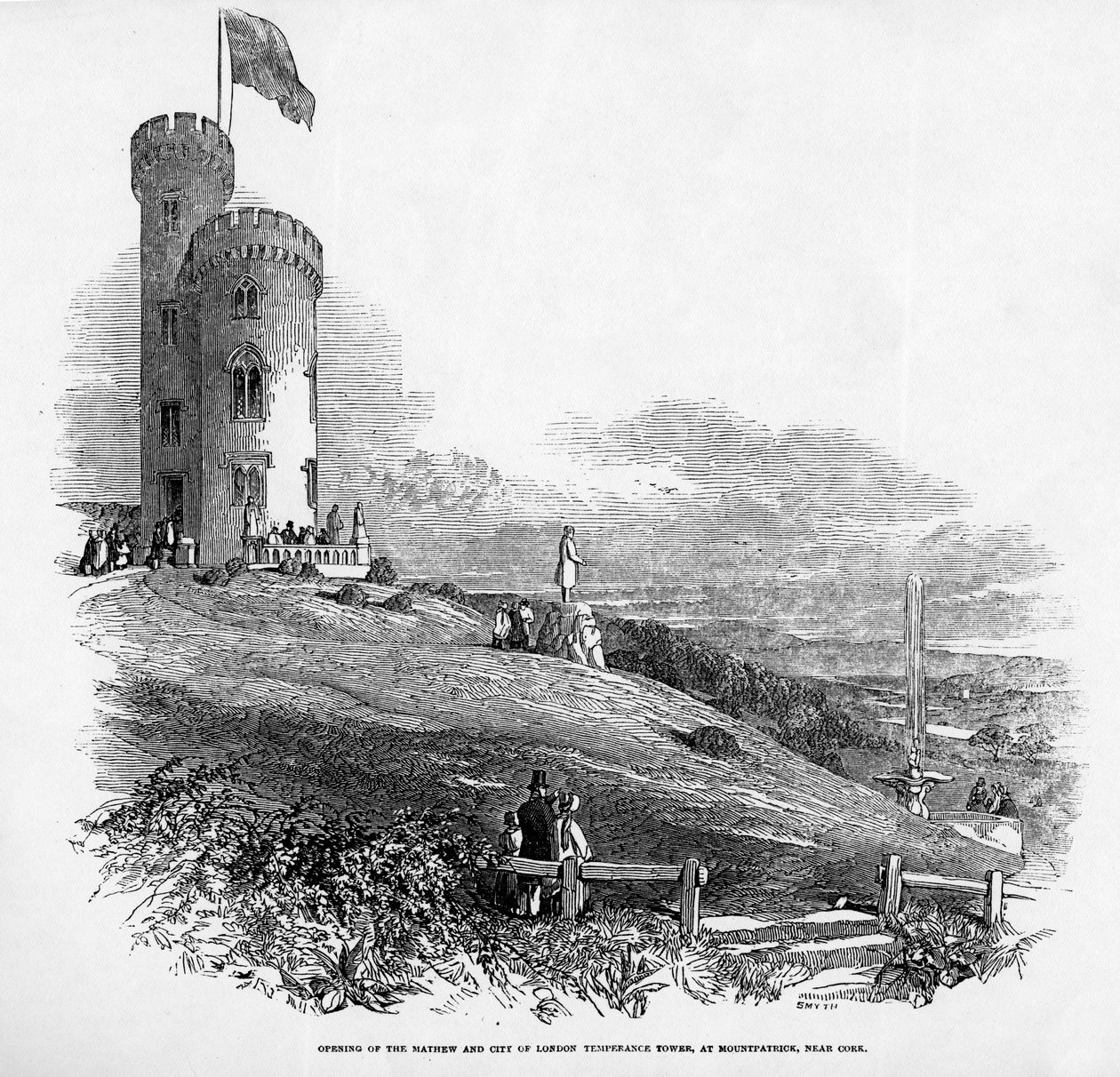 A Mathew és a City of London Temperance Tower megnyitása a Mount Patrick-nél, Cork közelében, 1846 alkotó: Irish School