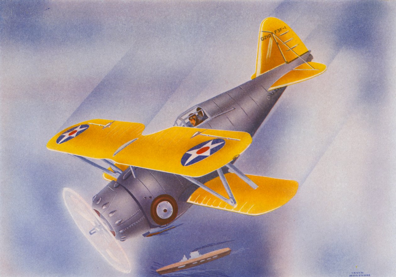 Grumman Fighter (színes litográfia) alkotó: Irvin L. Holcombe