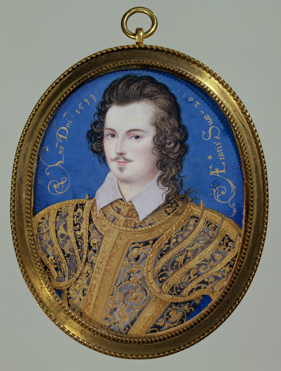 Ismeretlen fiatal portréja, 26 éves, 1593 (wc pergamen) alkotó: Isaac Oliver