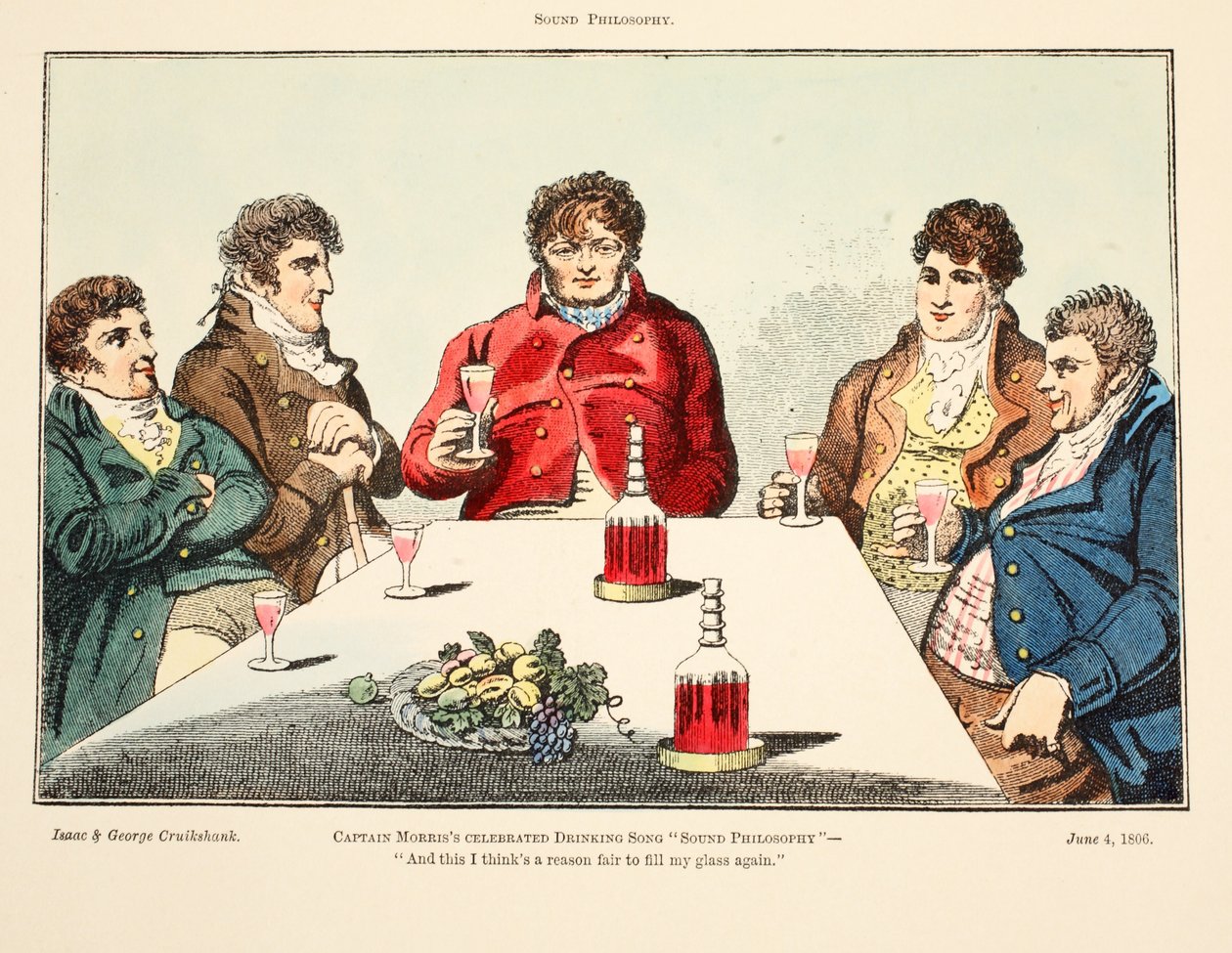 Hangfilozófia, 1806 (kézzel színezett metszet) alkotó: Isaac, Robert and George Cruikshank
