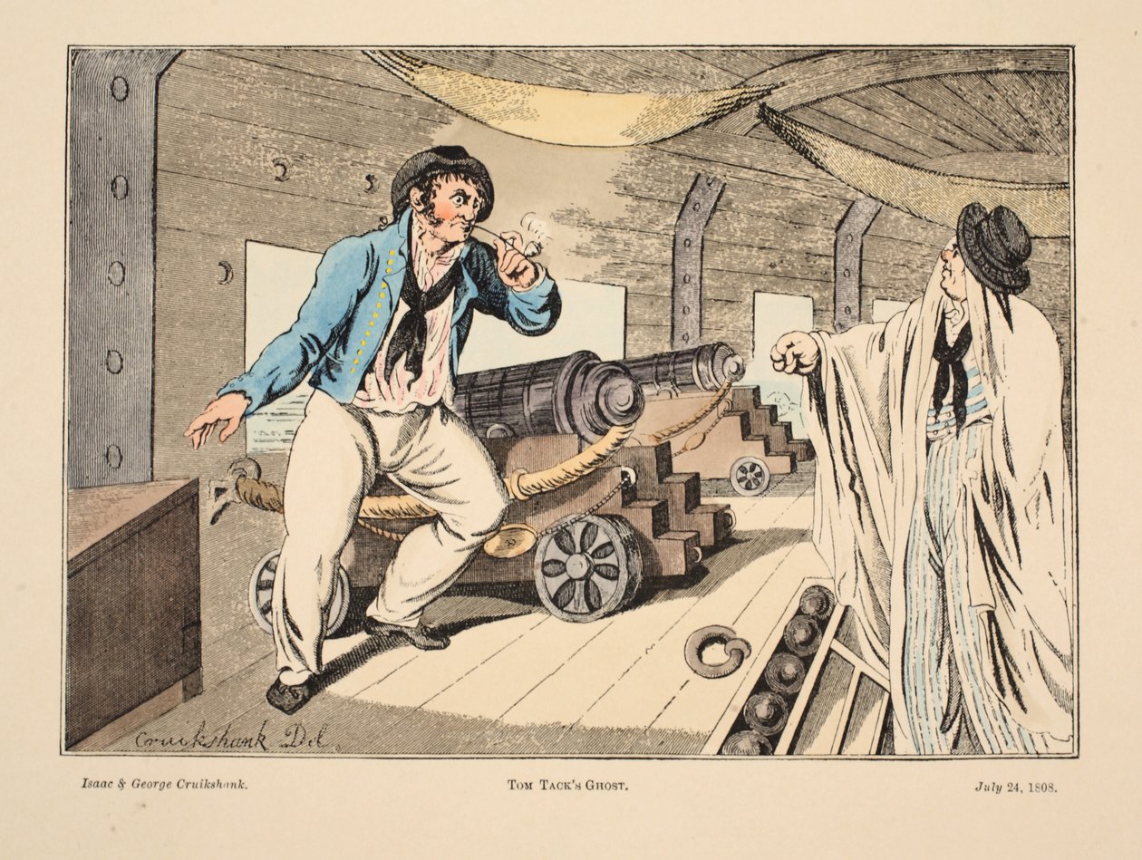 Tom Tack szelleme, 1808 (kézzel színezett metszet) alkotó: Isaac, Robert and George Cruikshank
