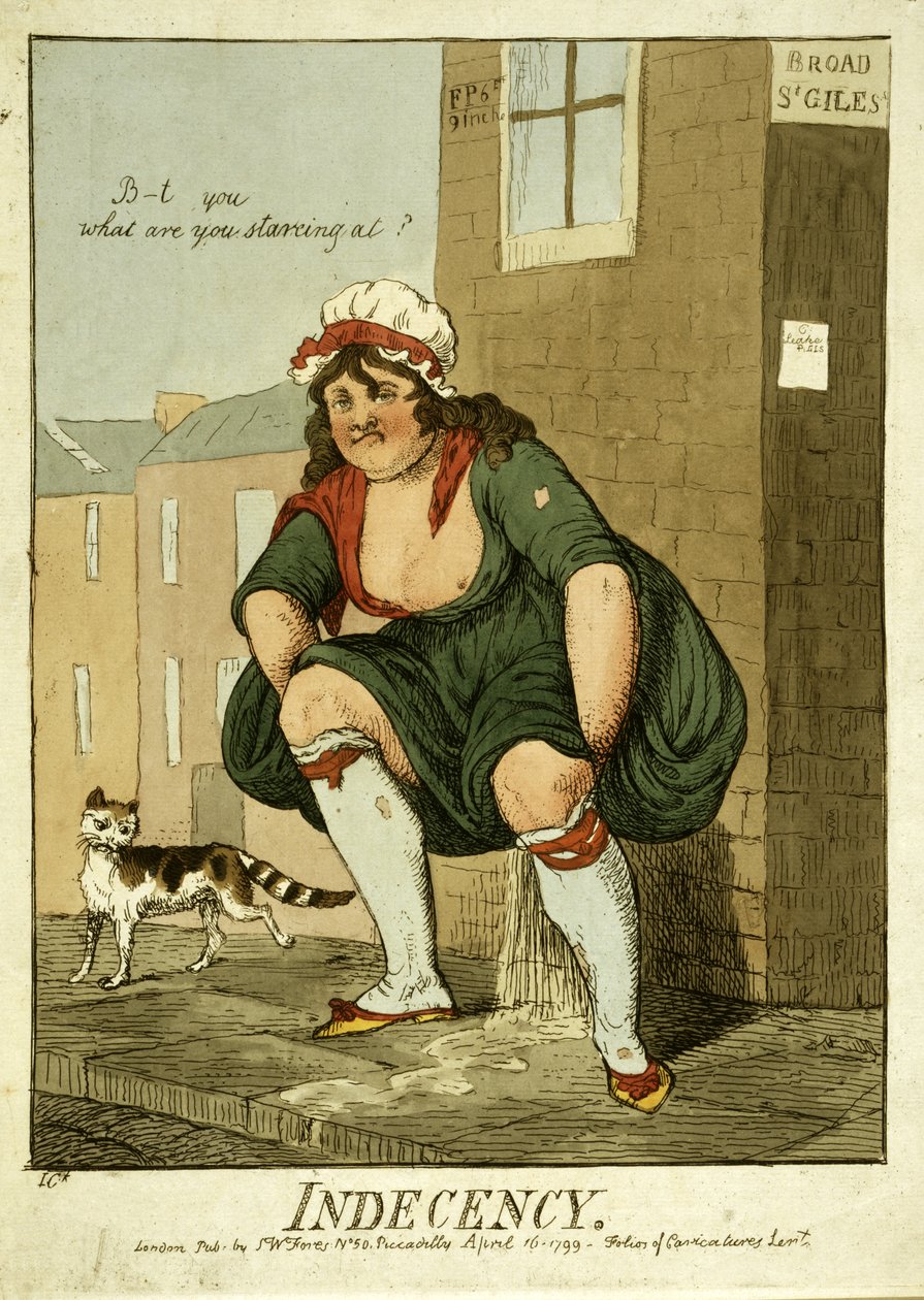 Indecency, 1799 (kézzel színezett metszet) alkotó: Isaac Cruikshank