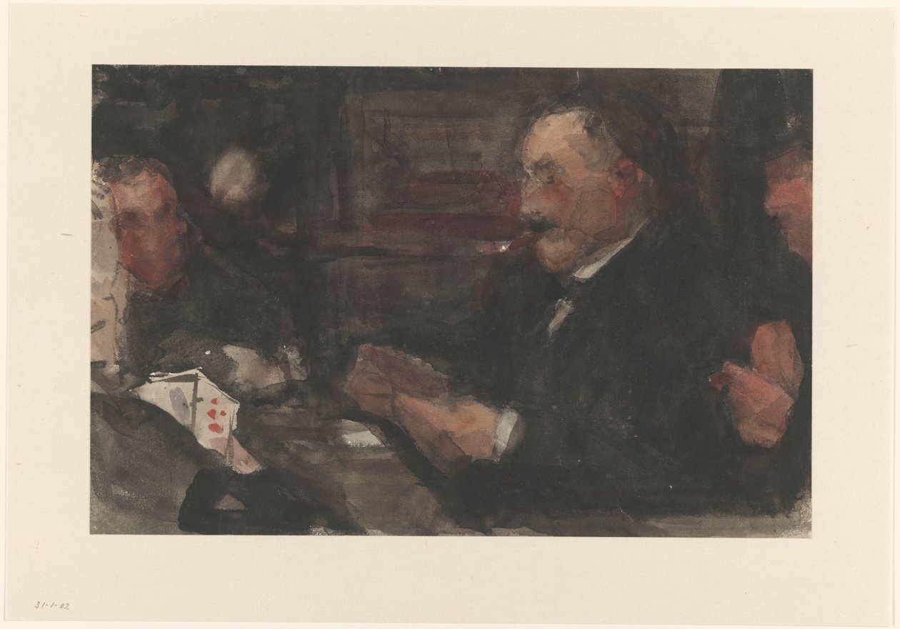 Kártyázó urak a kávézóban alkotó: Isaac Israels