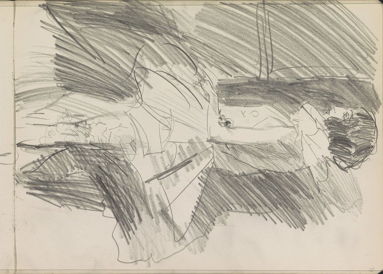 Álló táncos, profilban alkotó: Isaac Israels