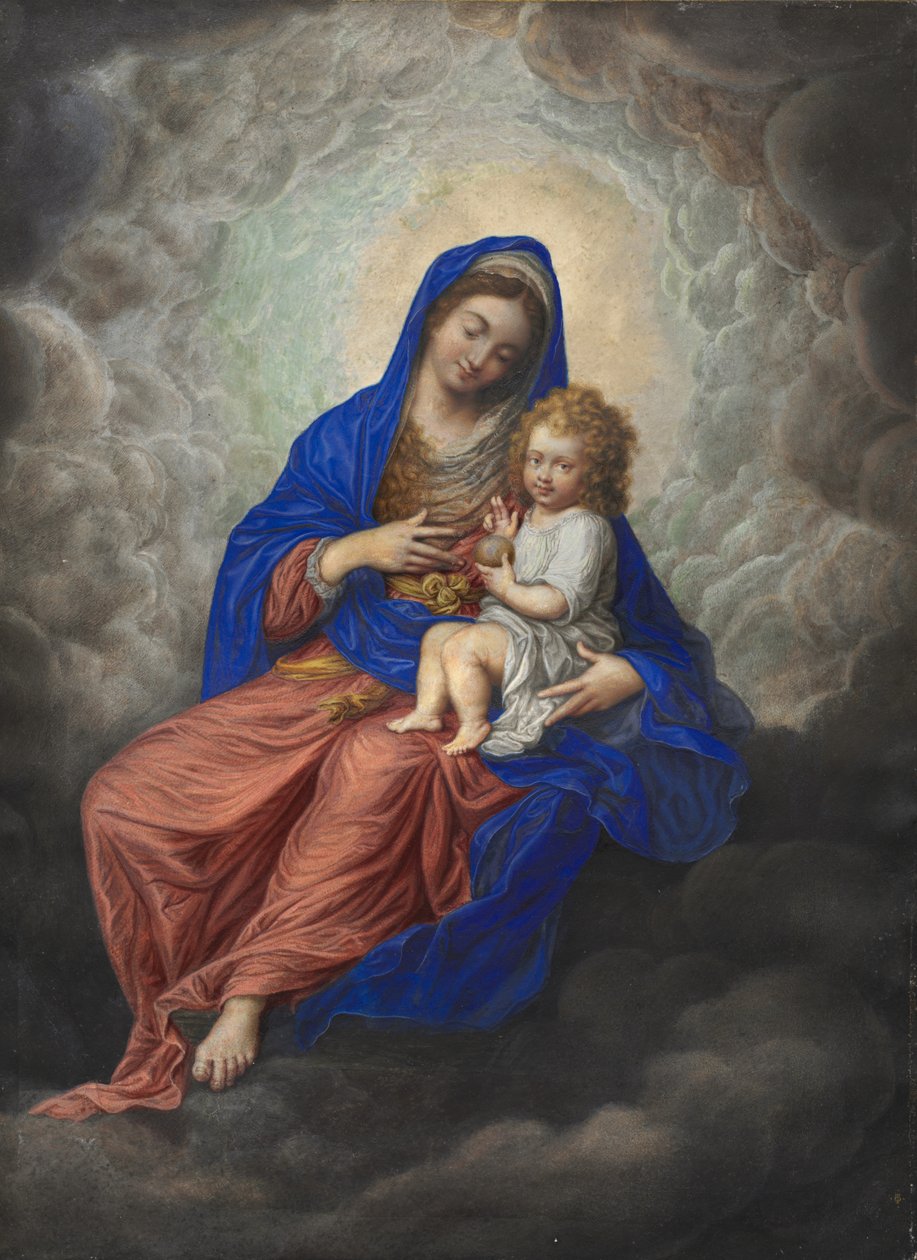 Madonna és gyermek a dicsőségben alkotó: Isaac Oliver