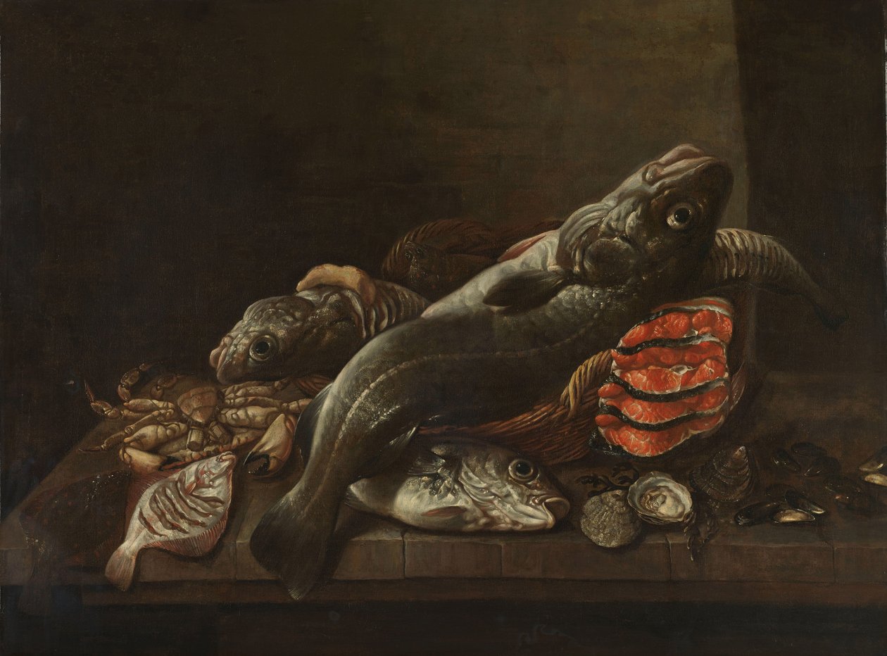 Csendélet halakkal alkotó: Isaac van Duynen