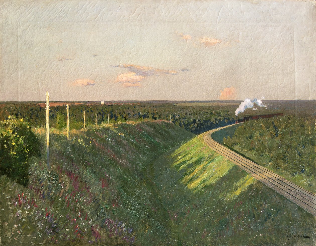 Egy vonat az úton alkotó: Isaak Ilyich Levitan