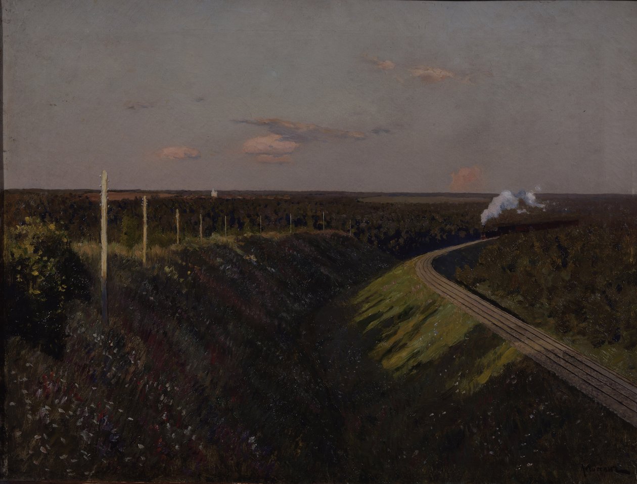 Útközben egy vonat, 1890-es évek alkotó: Isaak Ilyich Levitan