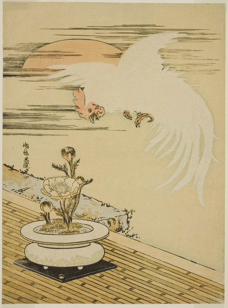 Kakas Flying Over Pot Adonis alkotó: Isoda Koryusai