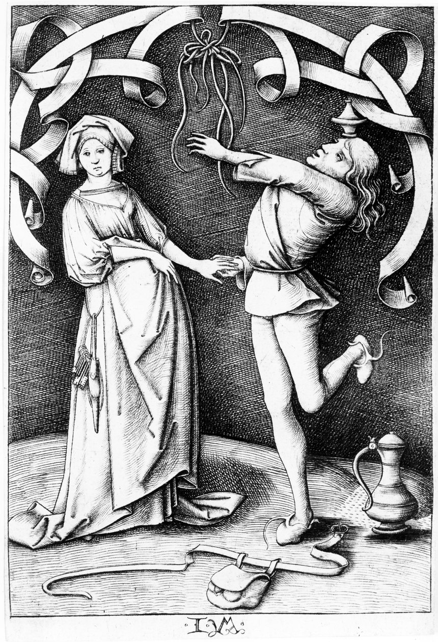 A zsonglőr és a nő, 1495-1503 körül alkotó: Israhel van Meckenem the younger