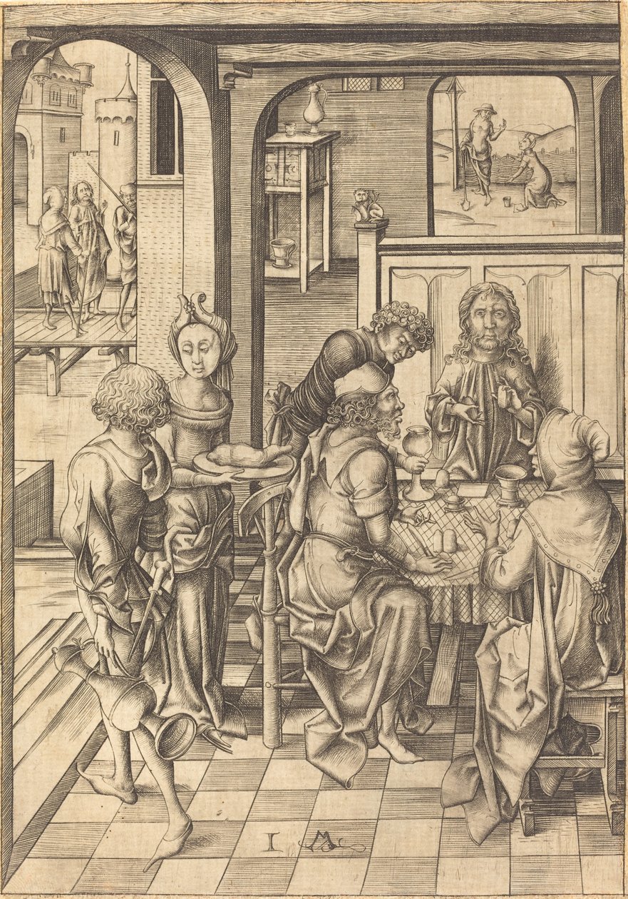 Krisztus Emmausban, c. 1480. alkotó: Israhel van Meckenem