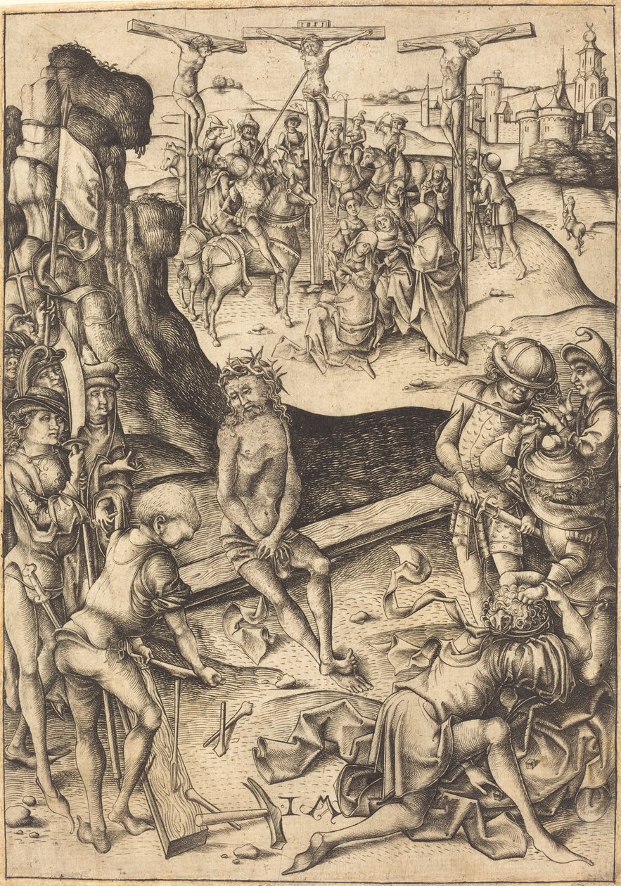 A keresztre feszítés, c. 1480. alkotó: Israhel van Meckenem