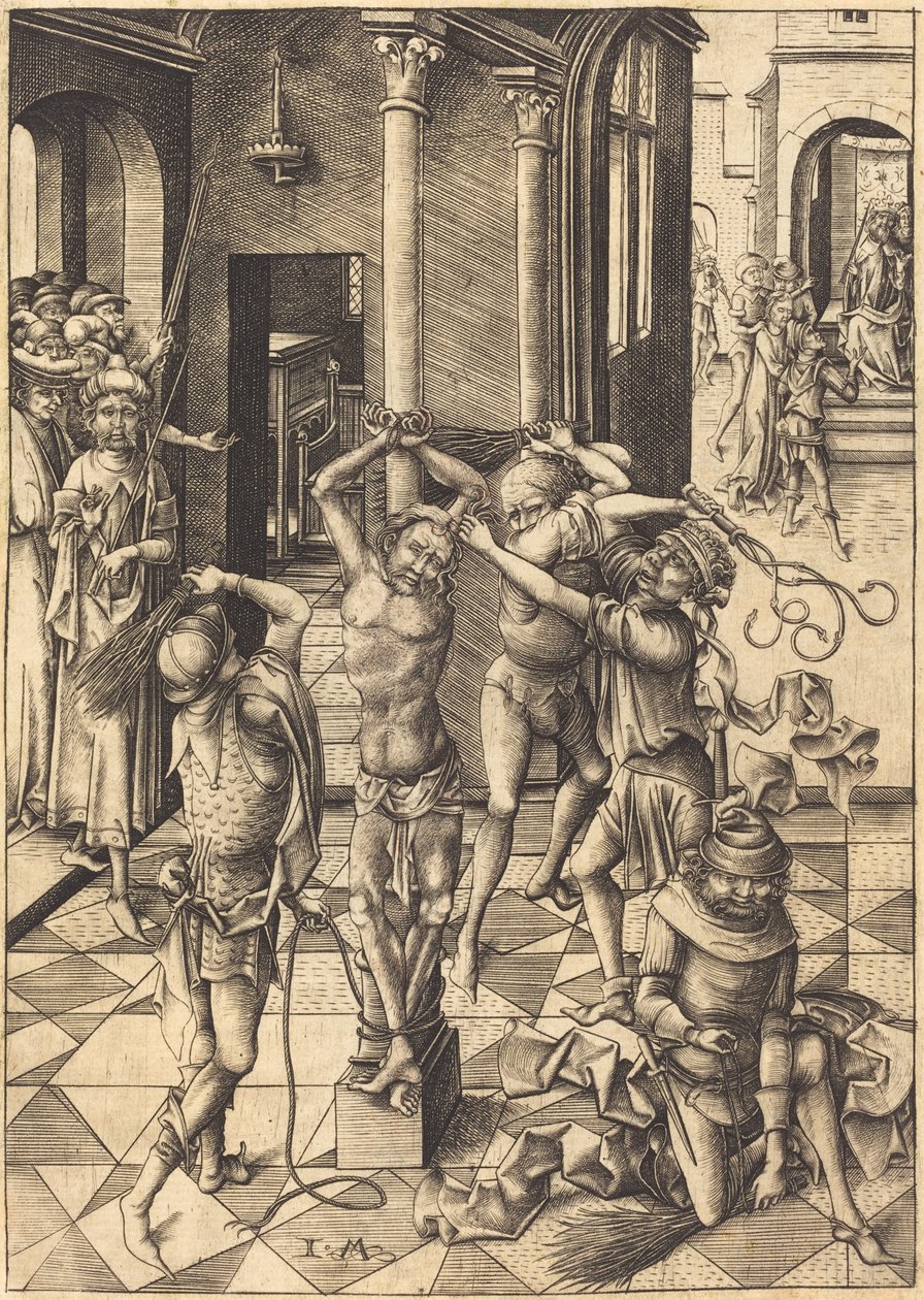 A zászlózás, c. 1480. alkotó: Israhel van Meckenem