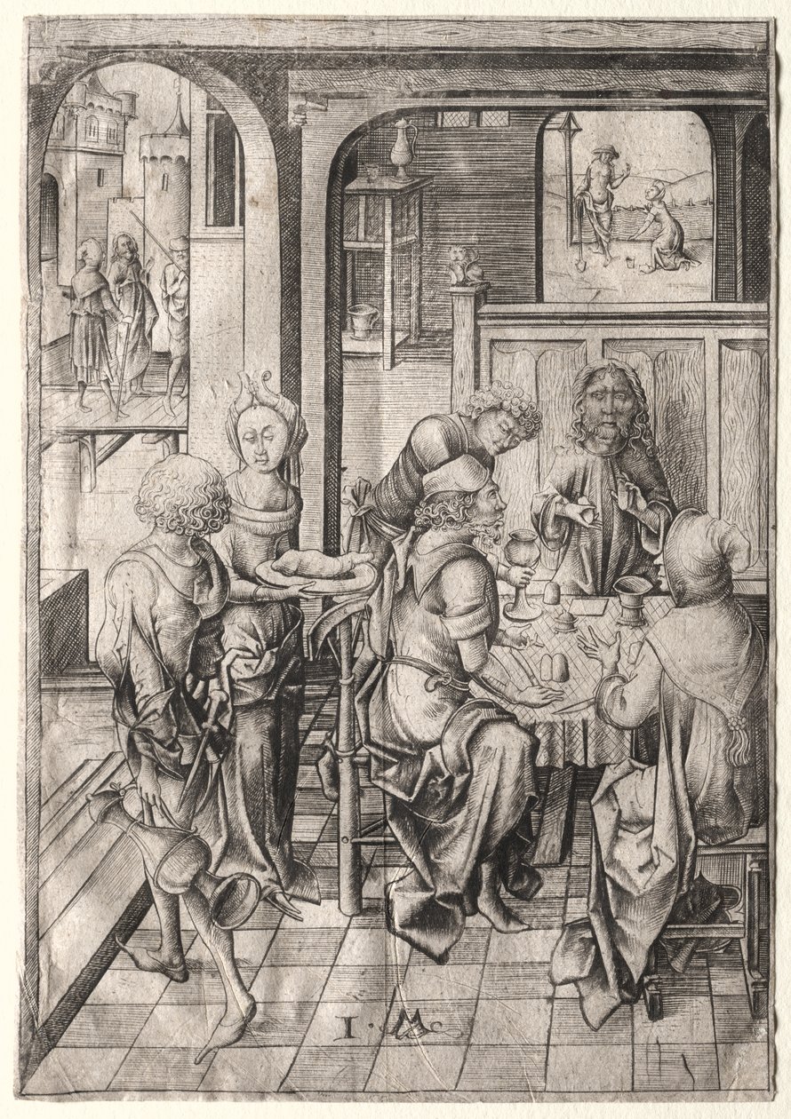 A szenvedély: Vacsora Emmausban alkotó: Israhel van Meckenem