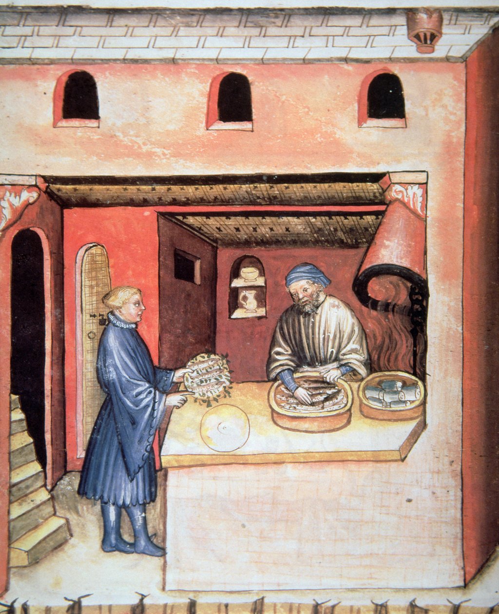 Fol.83v Ecetben pácolt hal, illusztráció a Tacuinum Sanitatis Codex Vindobonensisből alkotó: Italian School