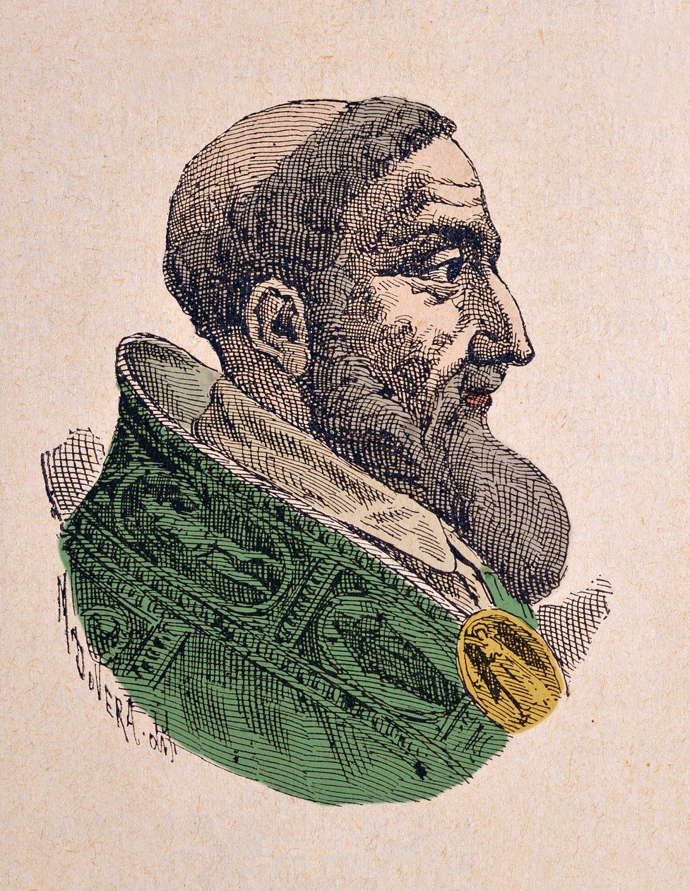 IX. Innocent pápa portréja (Innocenzo, Innocentius) (1591), 1898 (metszet későbbi színezéssel) alkotó: Italian School