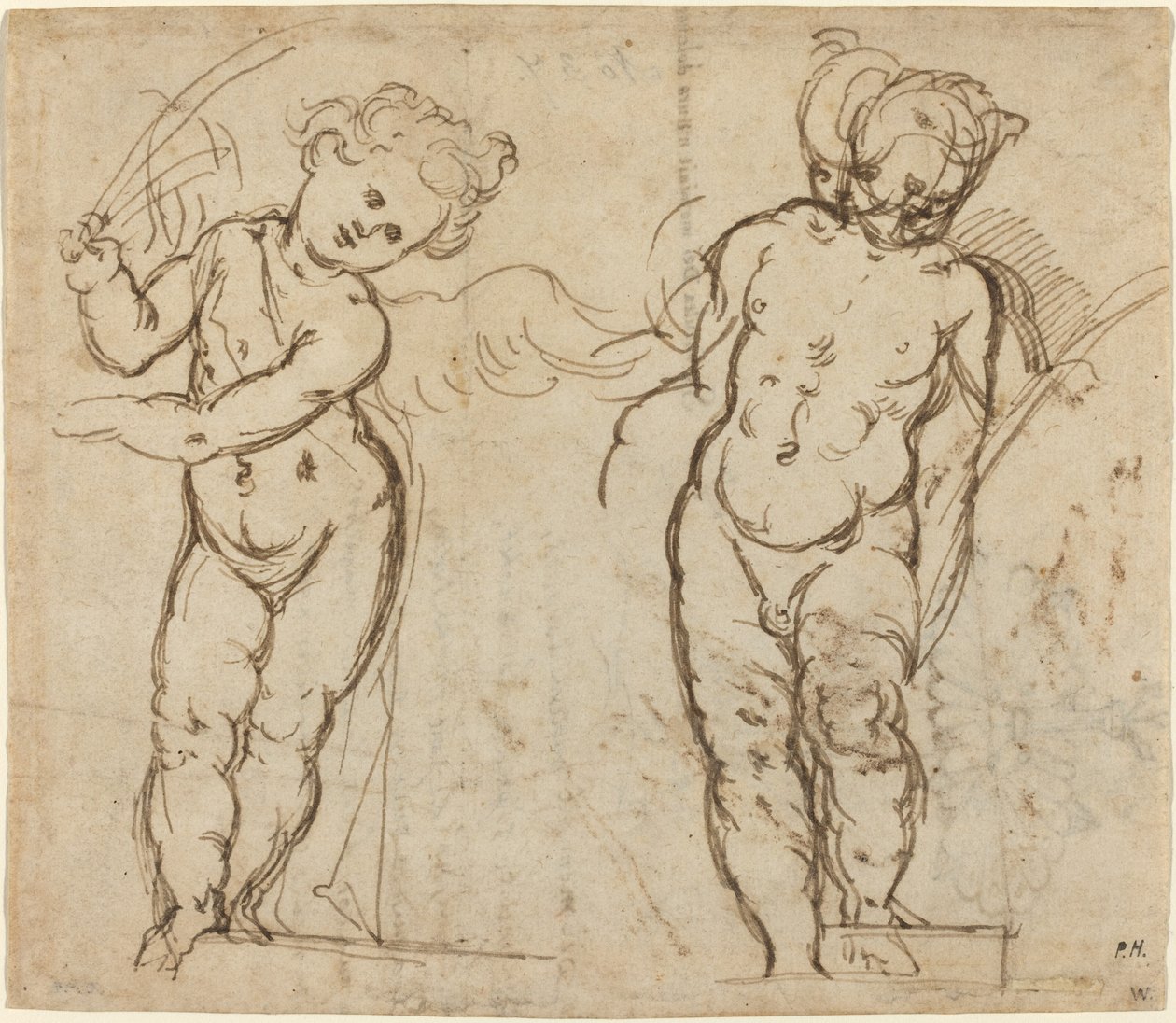 Két álló putti [recto] alkotó: Italian 17th Century